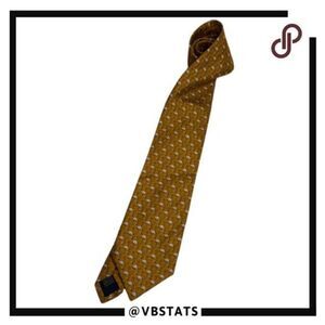 Olimpo Men's Flamingo Silk Neck Tie Yellow White